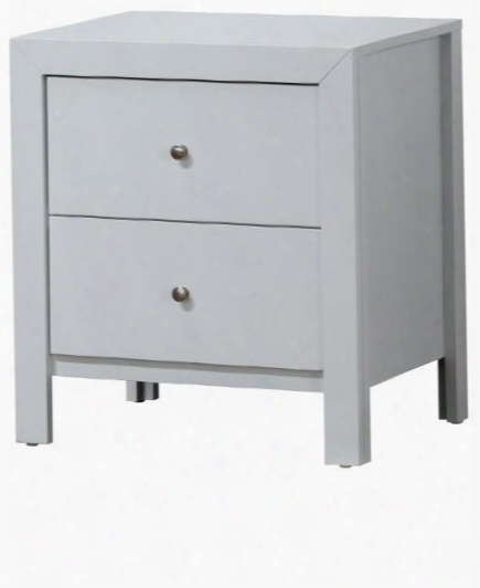 G2490-n 22" Nightstand With 2 Dovetailed Drawers Silver Metal Hardware And Wood Vejeer Construction In White