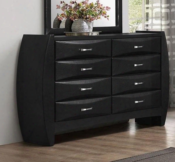 G2900-d 64" Dresser With 8 Drawers Beveled Drawer Fronts Metal Hardware And Wood Construction In Black