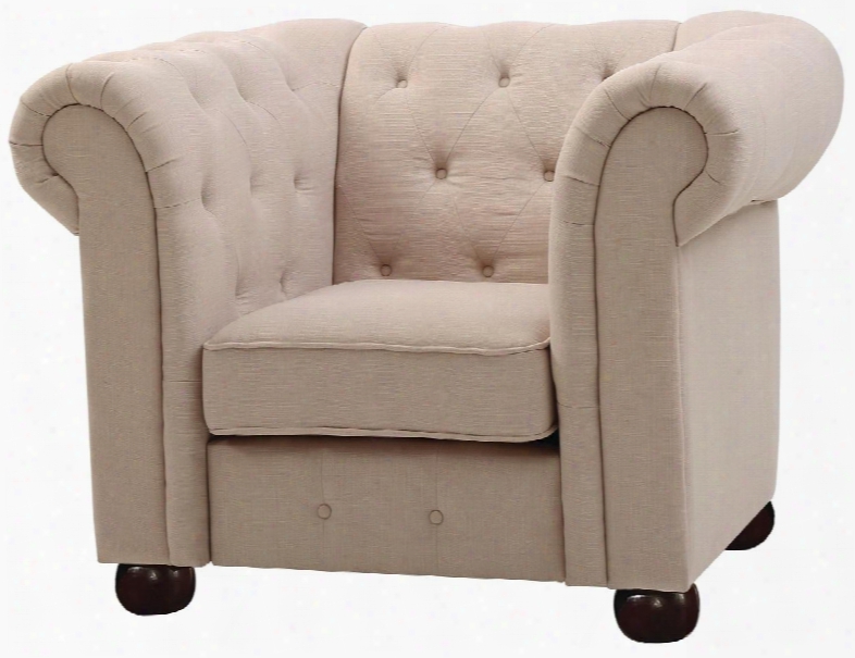 G578-c 48" Armchair With Button Tufting Detail Removable Rolled Arms Foam Encased Pocketed Coil Spring Seating Dacron Wrapped Cushions And Fabric Upholstery