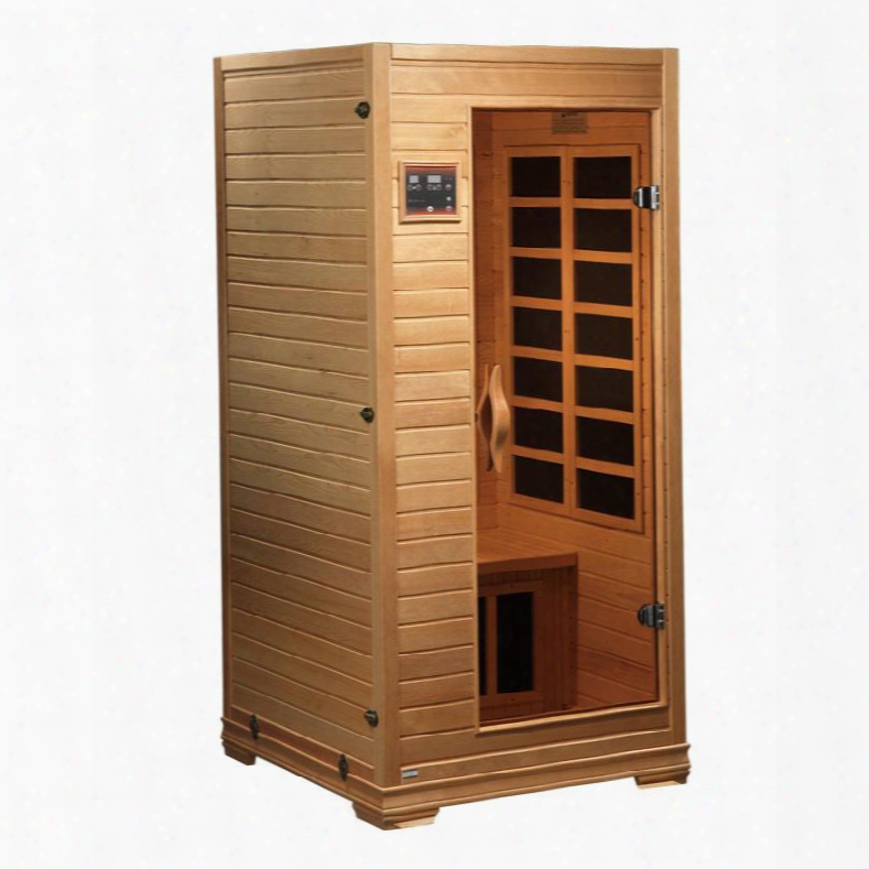 Gdi-6109-01 77" Low Emf Far Infrared Sauna With 1-2 Person Capacity 6 Carbon Heating Elements Interior And Led Control Panel Roof Vent And Tempered Glass
