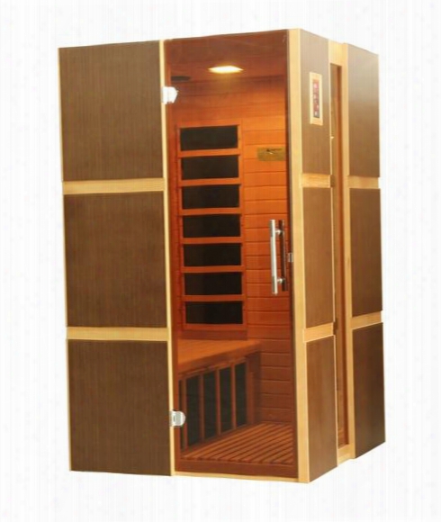 Gdi-6240-02 73" Low Emf Far Infrared Sauna With 2 Person Capacity 8 Carbon Heating Elements Led Ckntrol Panels Natural Hemlock Construction And Exterior