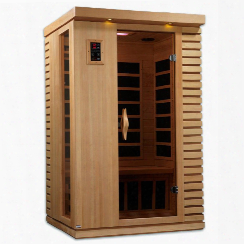 Gdi-6273-01 77" Near Zero Emf Far Infrared Sauna With 2 Person Capacity 6 Carbon Heating Elements Exterior Ambient Lighting And Radio With Cd And Mp3