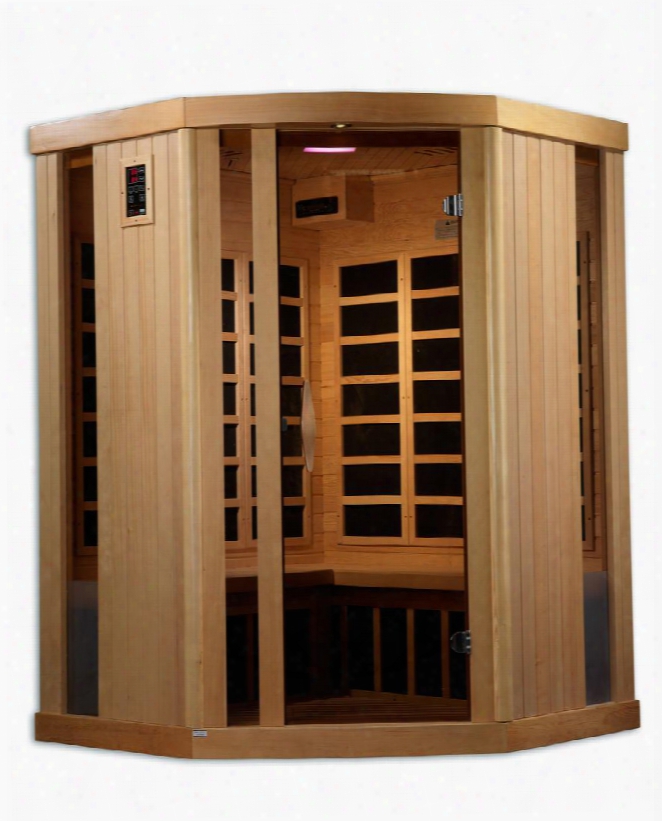 Gdi-6365-01 77" Near Zero Emf Far Infrared Sauna With 3 Person Capacity 11 Carbon Heating Elements Exterior Ambient Lighting And Radio With Cd And Mp3