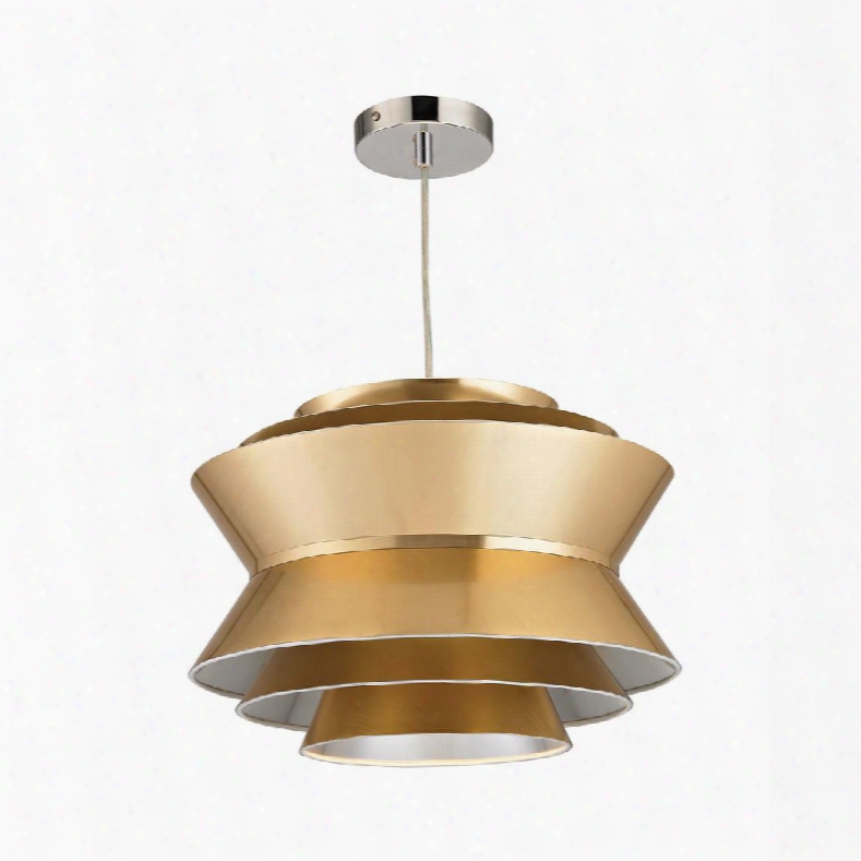 Godnik Collection D2970 15" Ceiling Pendant Light With 1 Light Bulb Capacity Pvc And Metal Construction In Gold