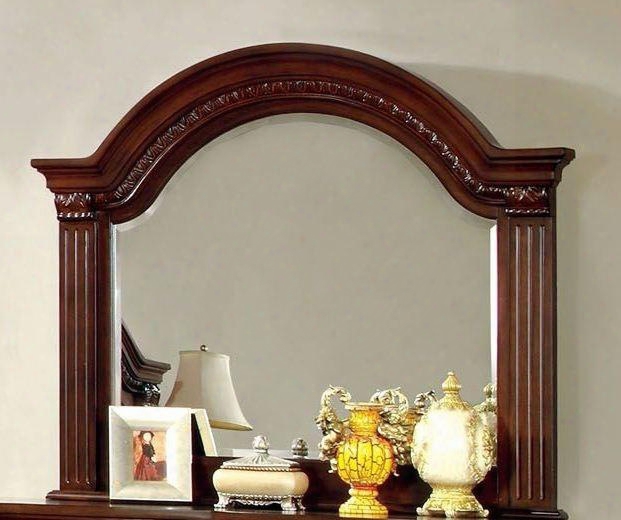 Grandomm Collection Cm7736m 53" X 45" Mirror With Beveled Edges Reeded Details Solid Wood And Wood Veneers Frame Construction In Cherry