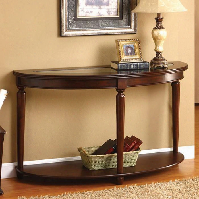 Granvia Collection Cm4131s 48" Sofa Table With Beveled Glass Top Turned Legs And Open Bottom Shelf In Dark