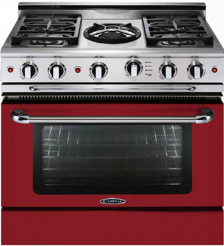 Gscr364wrl 36" Precision Series Freestanding Range With 4 Sealed Burners Wok Burner 4.6 Cu. Ft. Capacity Self-cleaning And Moto-rotis System In Ruby