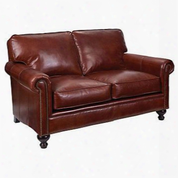 Harrison Collection L6751-1q/0015-79 67" Loveseat With Leather Upholstery Nail Head Trim Rolled Arms And Traditional Style In Brown With Affinity