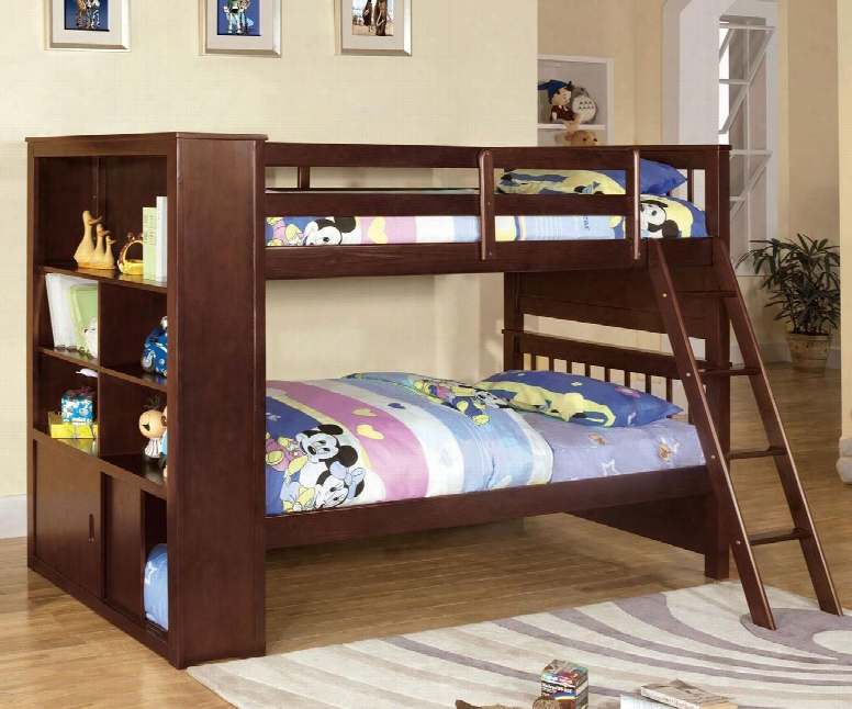 Hayden Collection Cm-bk147-bed Twin Size Bunk Bed With Desk/bookcase Angled Ladder 14 Pc Slats Top/bottom Solid Wood And Wood Veneers Construction In