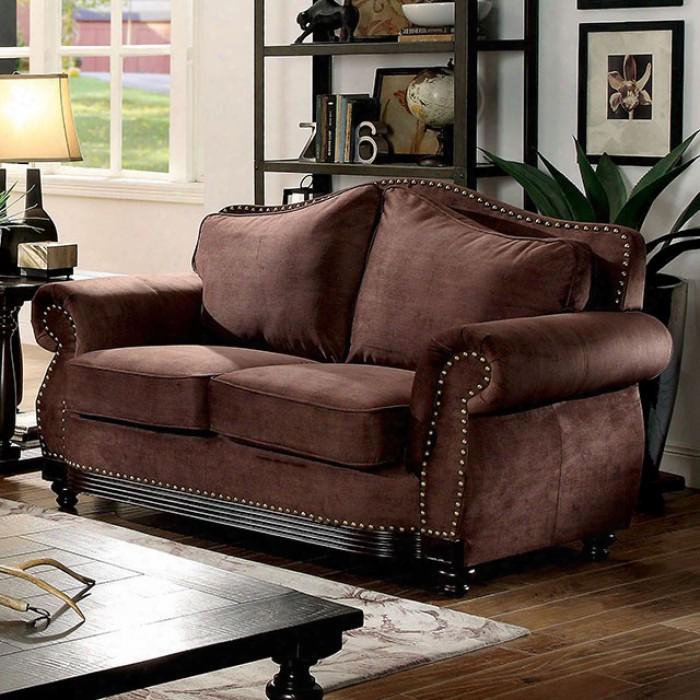 Hetty Collection Cm6854-lv 64" Love Seat With Plush Cushions Rolled Arms And Nailhead Trim In