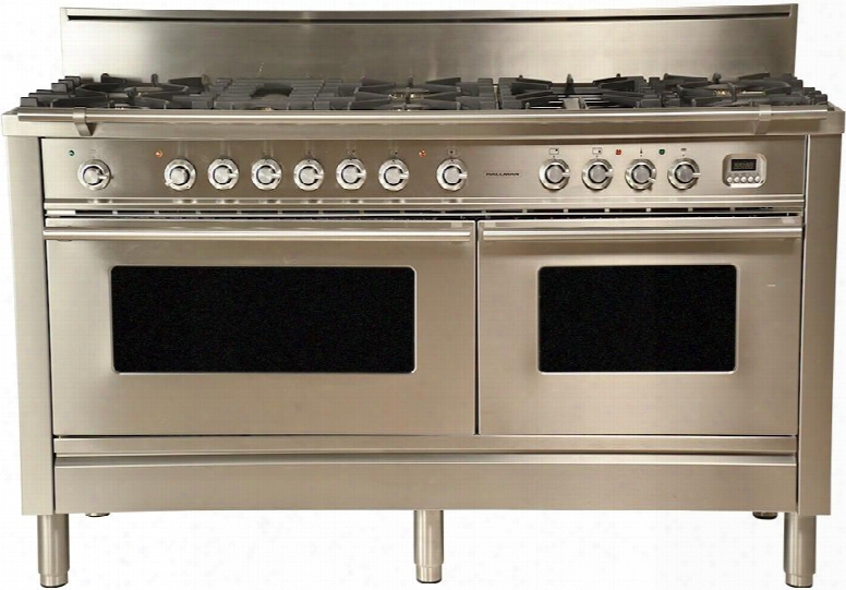 Hgr6001dfst 60" Dual Fuel Natural Gas Range With 8 Sealed Burners 5.99 Cu. Ft. Total Capacity True Convection Oven Griddle In Stainless