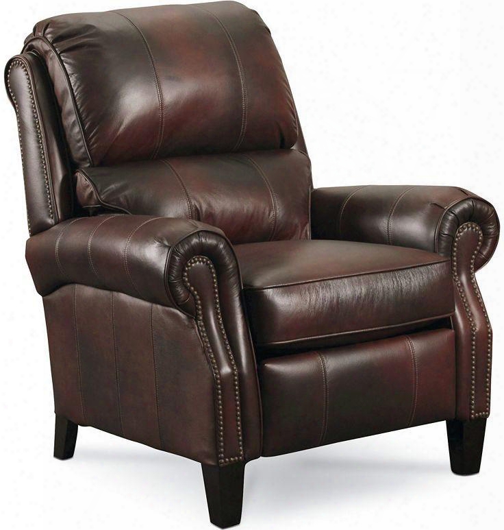 Hogan Collection 2671/88-22/89-22 37" Hi-leg Recliner With Leather Upholstery Tapered Legs Nail Head Accents Rolled Arms And Transitional Style In Chocolate