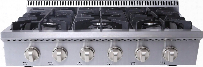 Hrt3618u 36" Pro Style Gas Range Top With 6 Sealed Burners Extra Low Simmer Function Black Porcelain Drip Pan Continuous Cast Iron Grates Automatic