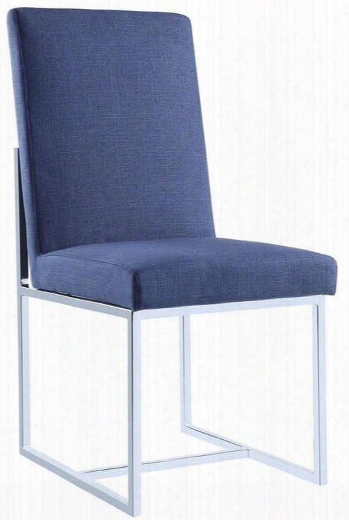 Jackson Collection 107142 40" Side Chair With Sled Base Stainless Steel Construction And Fabric Upholstery In Blue
