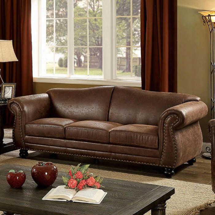 Joni Collection Cm6194-sf 90" Sofa With Rolled Arms Nailhead Trim And Fabric-like Vinyl In