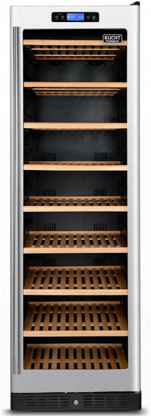 K430a12 24" Dual Zone Wine Cooler With 177 Bottle Capacity Blue Led Lighting In Flat Seamless Stainless