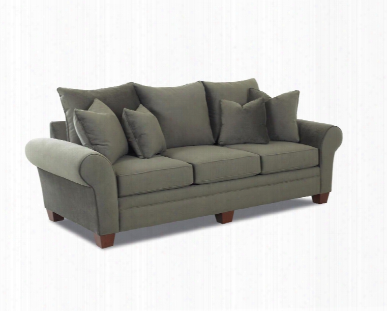 Kazler Collection K57000-s-bp 1100" Sofa With Rolled Arms Tapered Block Feet Four Arm Pillows And Polyester Fabric Upholstery In Belsire