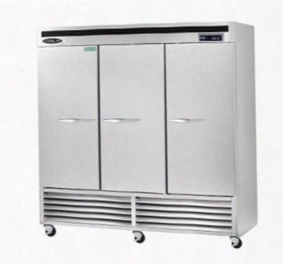Kbsf3 Triple Door Freezer Bottom Mount Compressor With 72 Cu.ft. Capacity 9 Shelves Led Interior Lighting Digital Temperature Display In Stainless