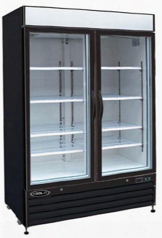 Kgf48 Double Glass Door Freezer With 48 Cu. Ft. Capacity 1 Hp Led Lighting Digital Temperature Display In