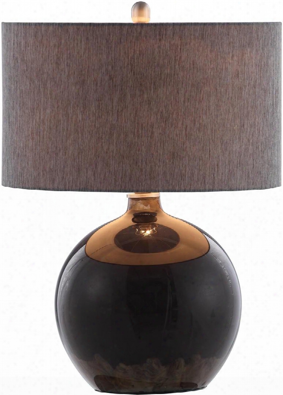 Lamps Collection 961224 Table Lamp With Dark Grey Base Bulb Not Included And Textured Fabric Drum Shade In Grey