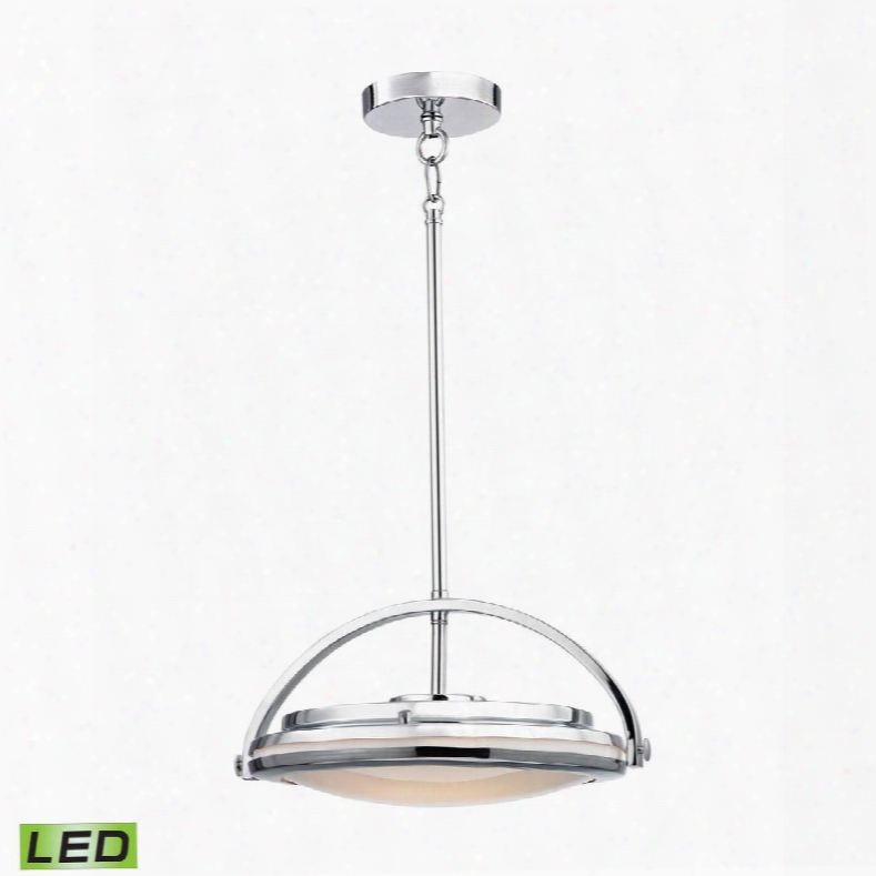 Lc411-pw-15 Quincy 1 Light Led Pendant In Chrome And Paint White