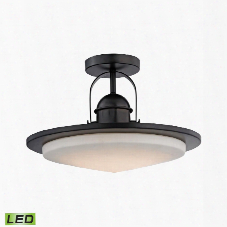 Lc412-10-45 Montebello 1 Light Led Semi Flush In Oiled Bronze And Opal