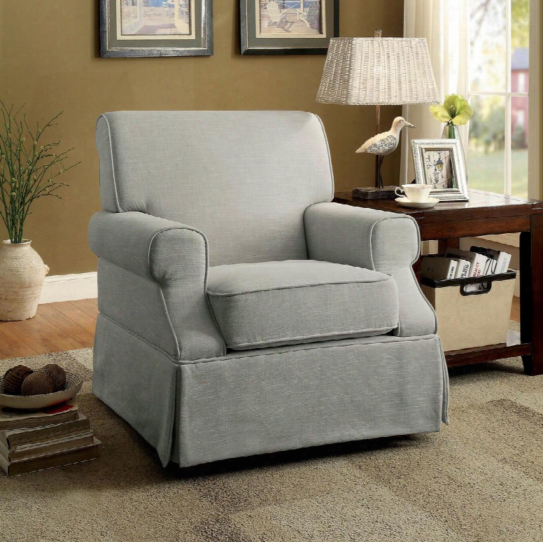 Leela Collection Cm-rc6509bg 35" Chair With Swivel Glider Rocking Rolled Arms And Linen-liek Fabric In