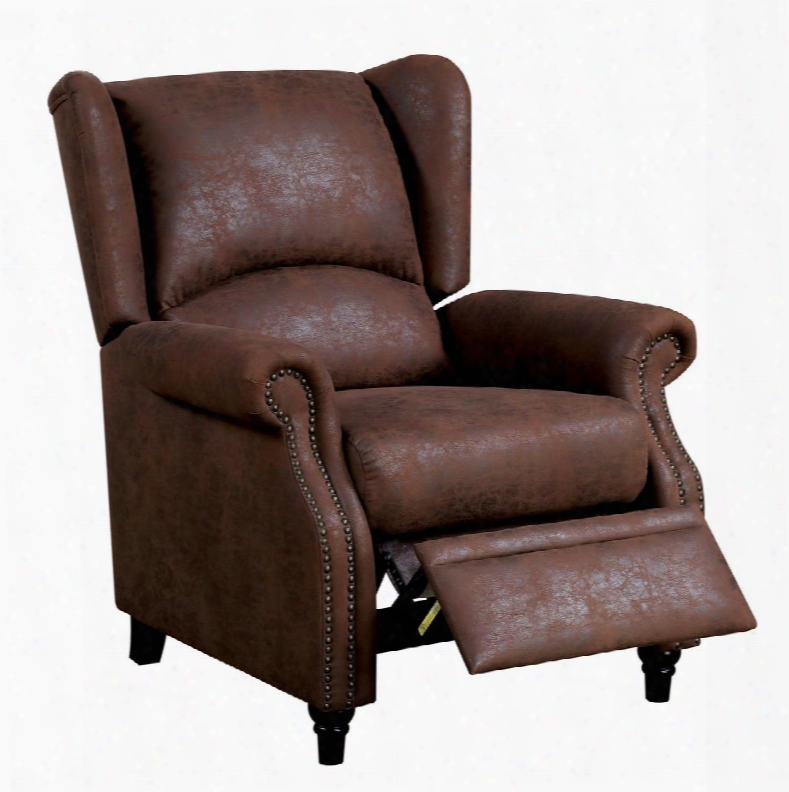 Leona Collection Cm-rc6834 34" Push Back Chair With Wingback Desig N Rolled Arms Nailhead Trim And Leatherette Upholstery In