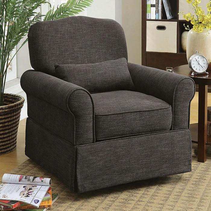 Lesly Collection Cm-rc6459gy 34" Swivel Rocker Chair With 360 Degree Swivel Ability Rolled Arms And Linen-like Fabric In Dark