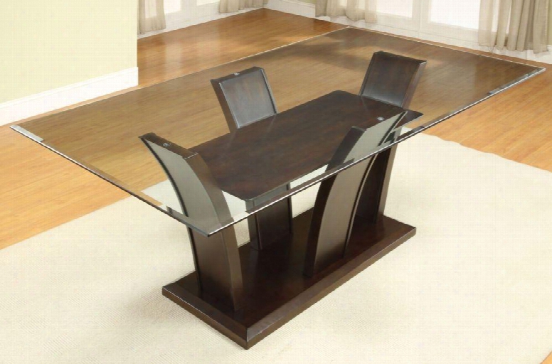 Manhattan I Collection Cm3710t-table 72" Dining Table With 12mm Beveled Glass Top And Pedestal Base In Dark