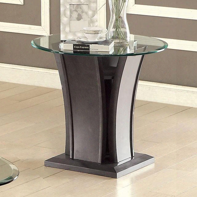 Manhattan Iv Collection Cm4104y-e-pk 26" End Table With Beveled 10mm Glass Top And Flared Base In