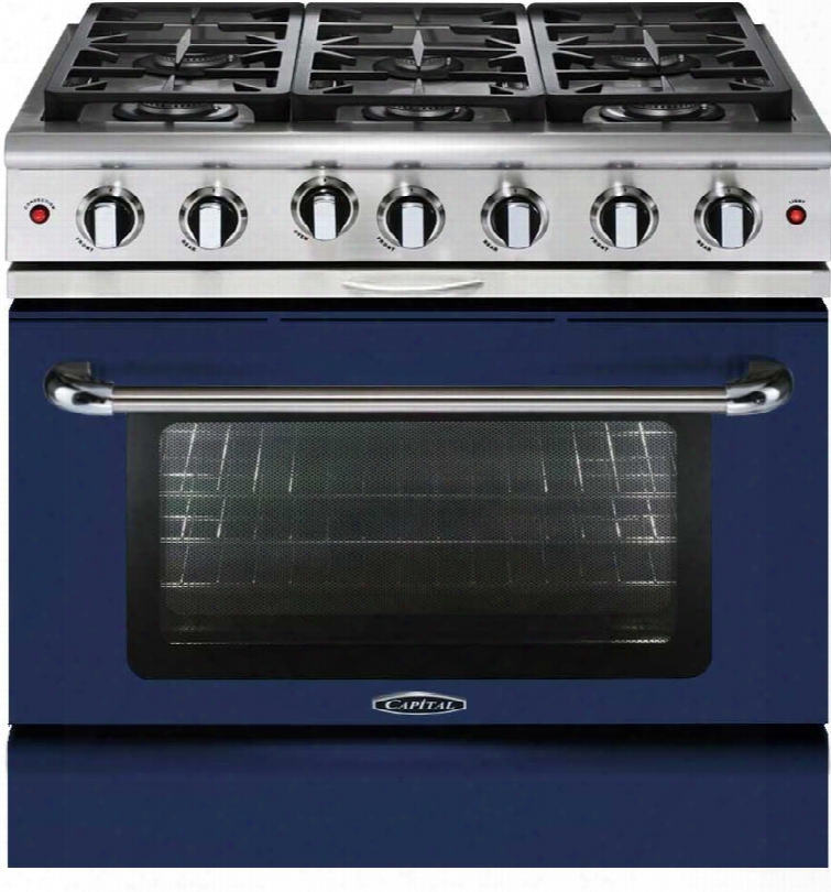 Mcr366dn 36" Gas Convection Range With 6 Sealed Burners 4.9 Cu. Ft. Oven Capacity Infrared Broil Burner Convection Bake And Manual Clean In Cobalt