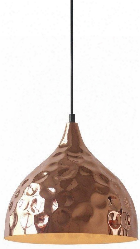 Metzler Collection Ls-c150 11" X 9.75" Pendant Lamp With Black Cord Led Light Compatible And Iron Construction In Copper