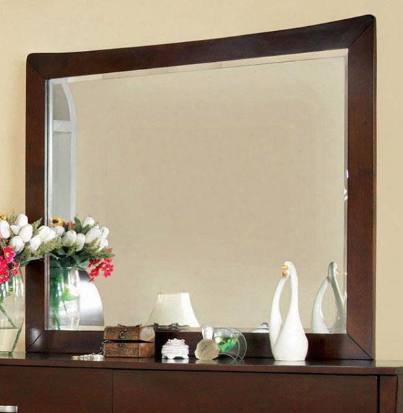 Midland Collection Cm7600m 43" X 38" Mirror With Beveled Edges Rectangle Shape Solid Wood And Wood Veneers Frame Construction In Brown Cherry