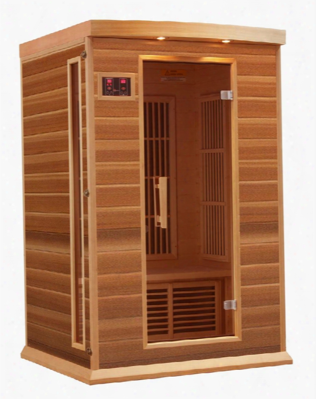 Mx-k206-01-redcedar 75" Low Emf Far Infrared Sauna With 2 Person Capacity 6 Carbon Heating Elements Chromotherapy Lighting Led Control Panels Sd And Usb