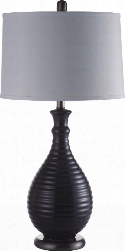 Nana L731185 10"h Table Lamp With Traditional Ribbed Base Height: 10" Ceramic In