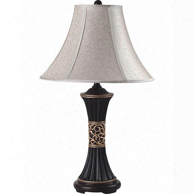 Naya L78173-2pk 11"h Table Lamp With Traditional Reeded Base Height: 11" Metal And Poly In Espresso/gold