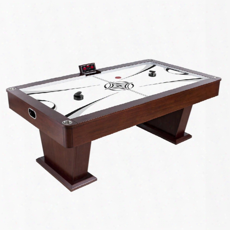 Ng1020 7' Air Hockey Table With Mdf Heavy-duty Dual Pedestal Construction Timer Led Electronic Scoring With Sound Slick High-speed Play Surface And