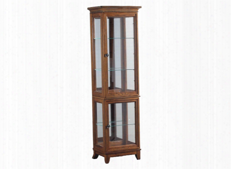 Oakdale Collection 15a7036 20" Small Curio With Recessed Lighting Three Glass Shelves Decorative Molding And Mirrored Back In