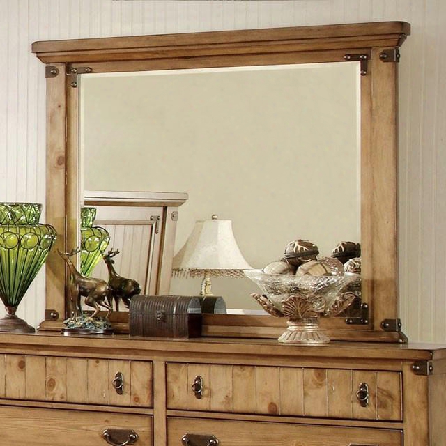 Pioneer Collection Cm7449m 48" X 42" Mirror With Beveled Edges Rectangle Shape Solid Wood And Wood Veneers Frame Construction In Weathered Elm