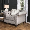 Antoinette Collection SM2225-CH 47" Chair with Rolled Arms Reverse Camelback Design and Deep Tufting in Dolphin