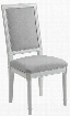 Caprice Collection 180242 41" Side Chair with Dove Grey Fabric Upholstery Tapered Legs and French-Styled Wood Frame in White