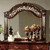 Flandreau Collection CM7587M 45" x 41" Mirror with Beveled Edges Decorative Carvings and Solid Wood and Wood Veneers Frame Construction in Brown Cherry