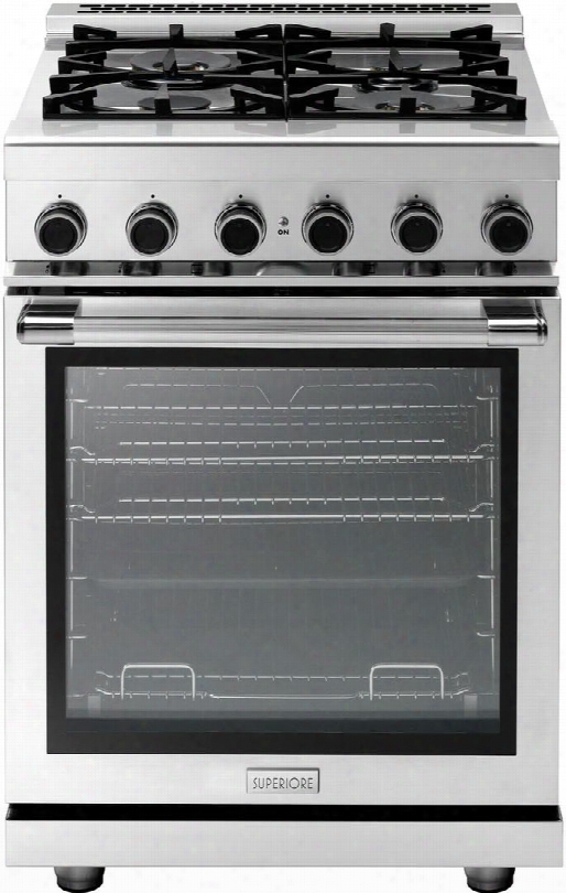 Rn241gps-s 24" Next Series Freestanding Natural Gas Range With Panorama Oven Doors 4 Sealed Burners Convection Oven And 3 Oven Racks In Stainless