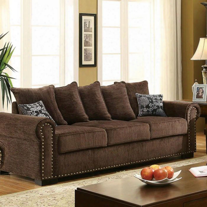 Rydel Collection Cm6127-sf 85" Sofa With Rolled Arms Nailhead Trim And Chenille Fabric In