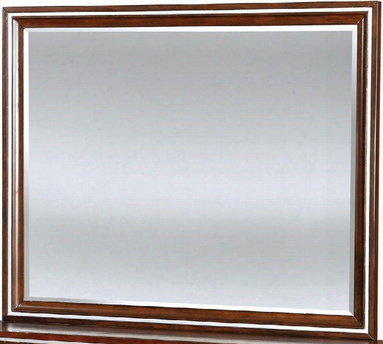 Safire Collection Cm7616m 46" X 37" Mirror With Beveled Edges Rectangle Shape Solid Wood And Wood Veneers  Frame Consturction In Brown Cherry