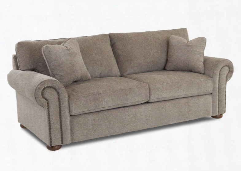 Sienna Collection B8410-sc-fp 90" Sofa With Rolled Arms Bun Feet Nail Head Accents And Polyester Fabric Upholstery In Furby