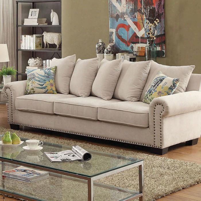 Skyler Collection Cm6155-sf 97" Sofa With Chenille Fabric Upholstery Rolled Arms And Nailhead Trim In