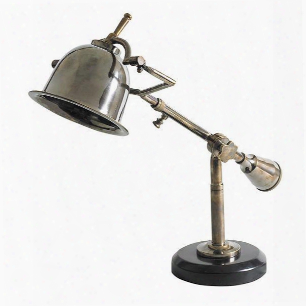 Sl065 Author's Desk Lamp 22.6" With Brass Granite Material In Bronze & Black/duotonrd