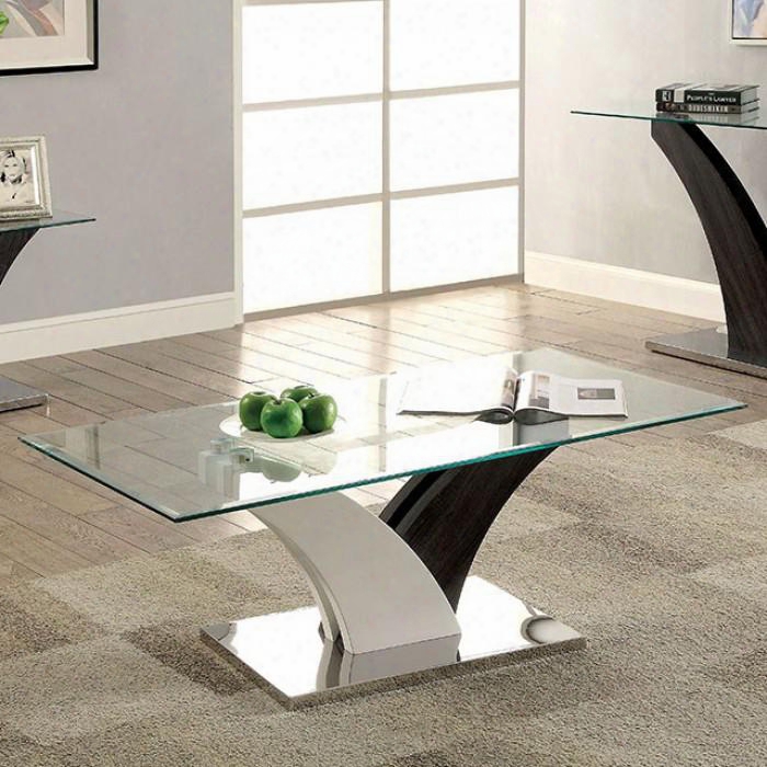 Sloane Collection Cm4244c-table 47" Coffee Table With Two-tone Design Stainless Steel Base Anel And 8mm Beveled Tempered Glass Top In White And Dark